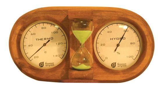 Термометр с гигрометром с песочными часами
